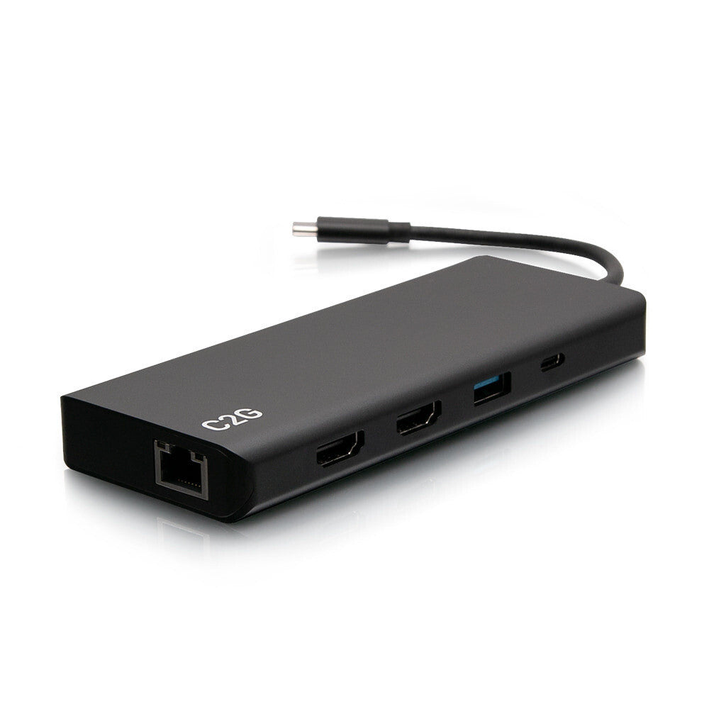C2G USB-C® 9-in-1 Dual Display Docking Station with 60W Power Supply, HDMI®, Ethernet, USB, 3.5mm Audio and Power Delivery up to 60W - 4K 30Hz (TAA Compliant)