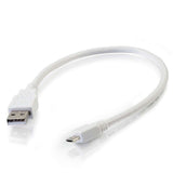 C2G 1ft (0.3m) USB 2.0 A to Micro-B Cable M/M - White