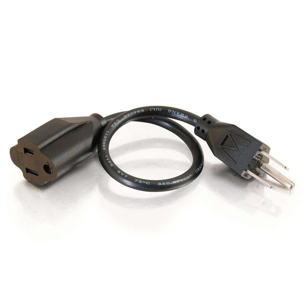 C2G 4ft (1.2m) 16 AWG Outlet Saver Power Extension Cord (NEMA 5-15P to NEMA 5-15R)