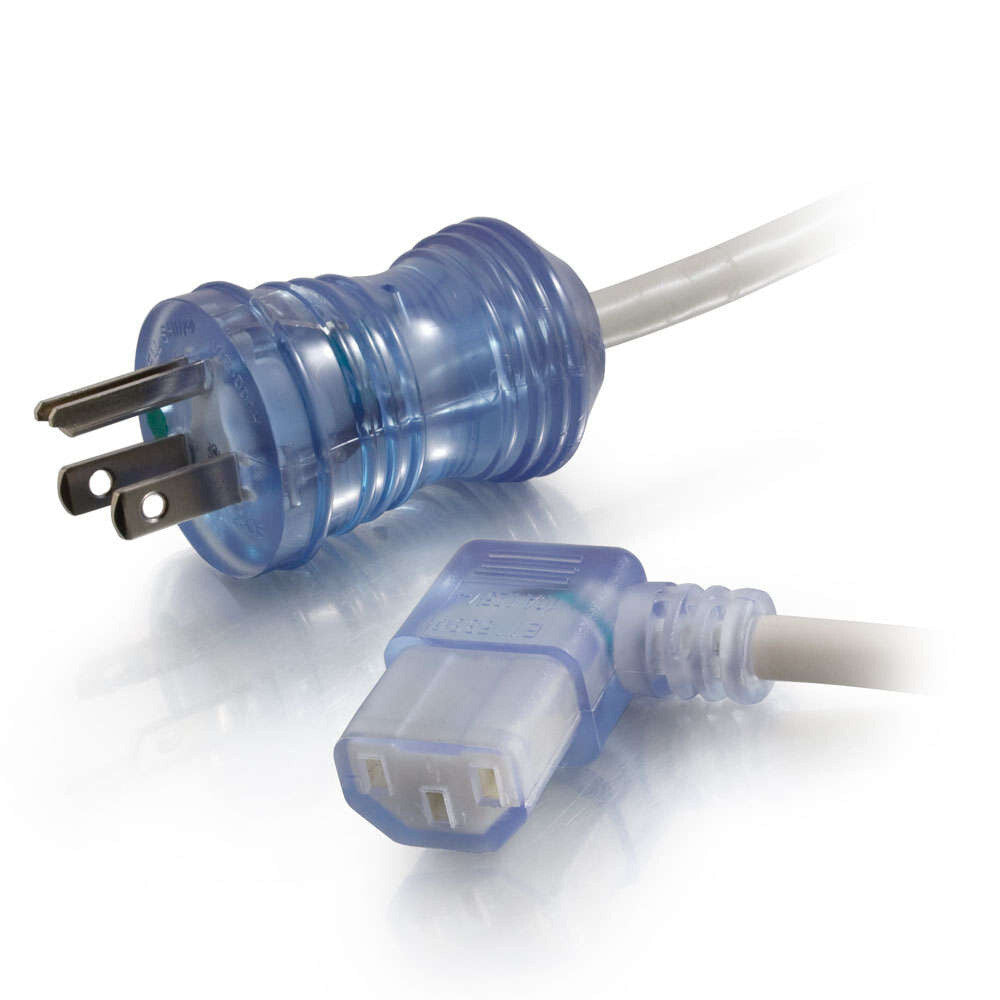 C2G 10ft (3m) 16 AWG Hospital Grade Power Cord (NEMA 5-15P to IEC320C13R) - Gray with Clear Connectors