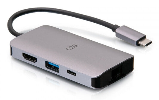C2G USB-C 4-in-1 Mini Dock with HDMI, USB-A, Ethernet, and USB-C Power Delivery up to 100W - 4K 30Hz