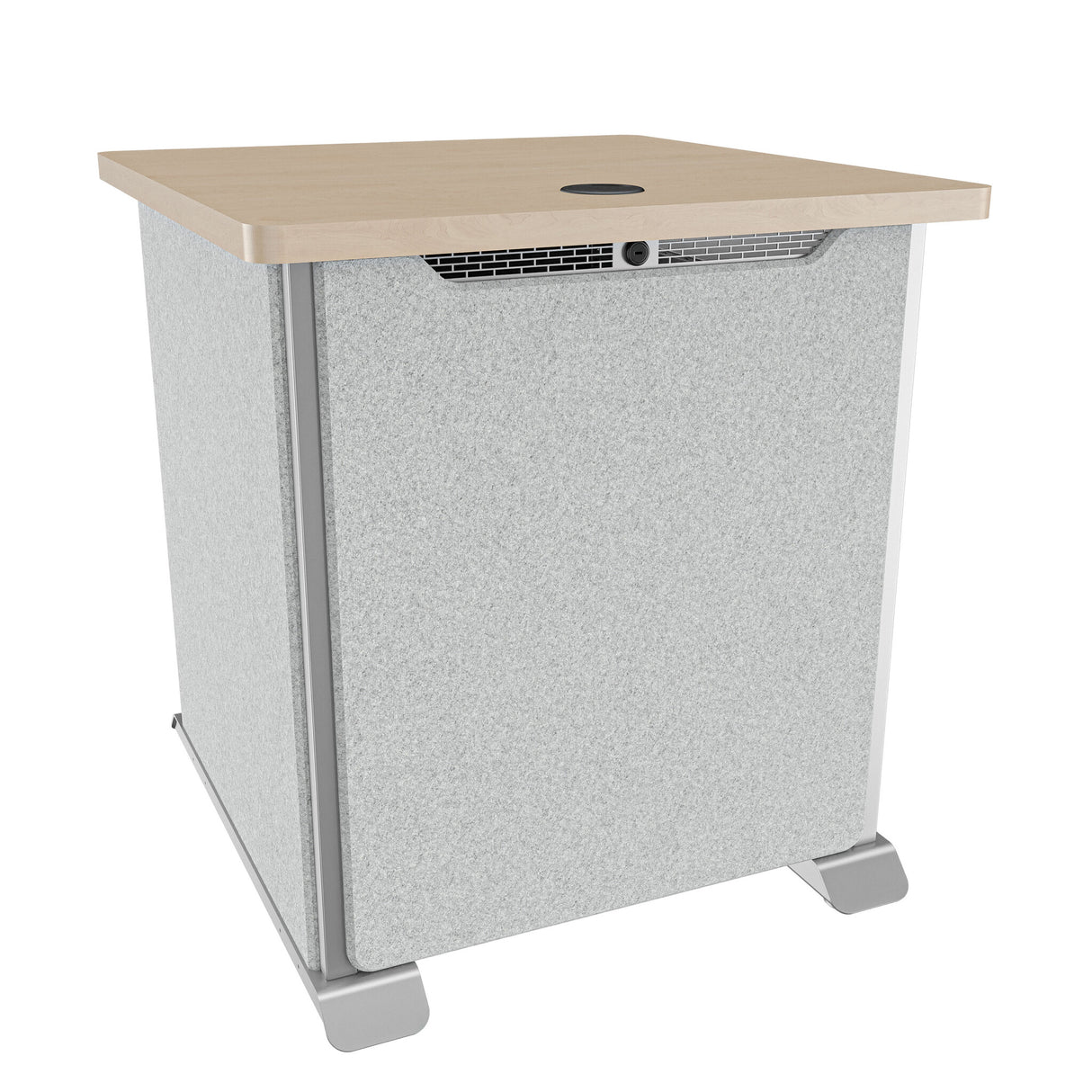 Middle Atlantic Forum ForumTM Side Cart Rack, 12RU, 27" Deep, Wilsonart® Kensington Maple, Magnesium Powdercoat, Silver Gray Felt