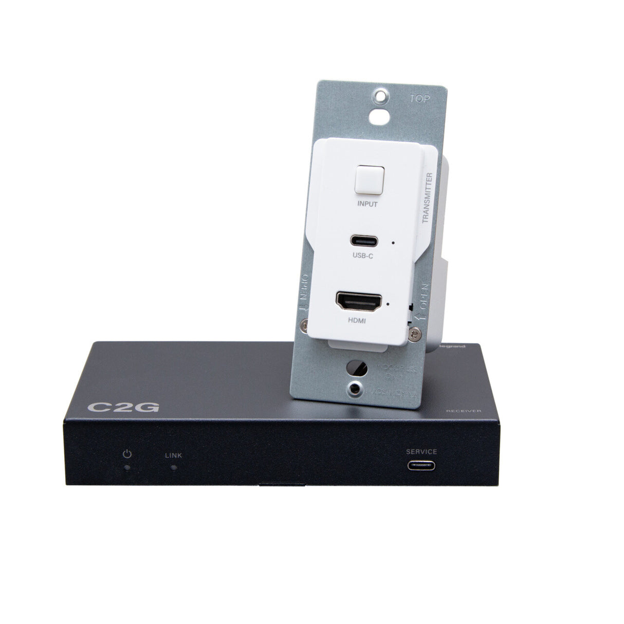 C2G HDMI® HDBaseT + USB-C® Data and Video Over Cat Extender Wall Plate Transmitter to Box Receiver – 4k