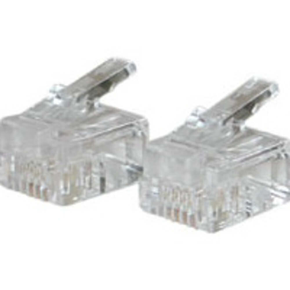 C2G RJ11 6x4 Modular Plug for Round Solid Cable Multipack - 50 Pack