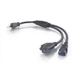 C2G 3ft 1-to-2 16 AWG Power Cord Splitter (NEMA 5-15P -> 1 NEMA 5-15R / 1 IEC320C13) Black 0.9 m