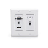 C2G HDMI HDBaseT + VGA, 3.5mm, RS232, and IR over Cat Extender Dual Gang Wall Plate Transmitter - 4K 60Hz
