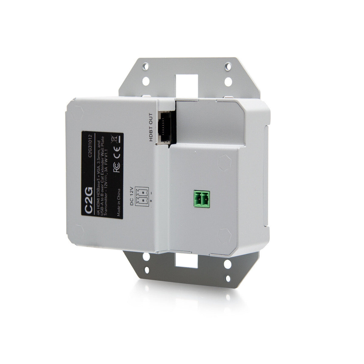 C2G HDMI® HDBaseT + VGA, 3.5mm, and USB-B to A over Cat Extender Wall Plate Transmitter to Box Receiver - 4K 60Hz