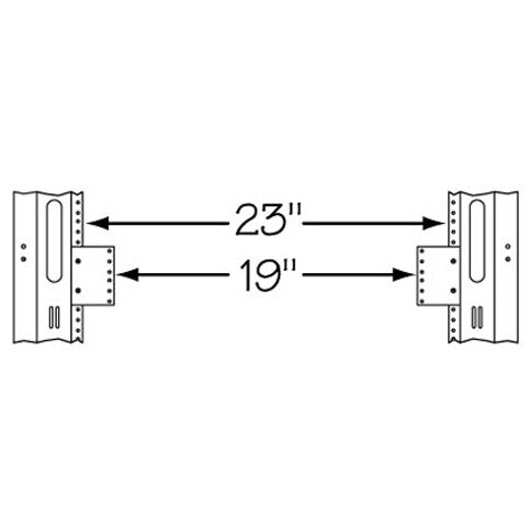 Middle Atlantic 4 RU Rackrail Reducer, 23 to 19 Inches Wide