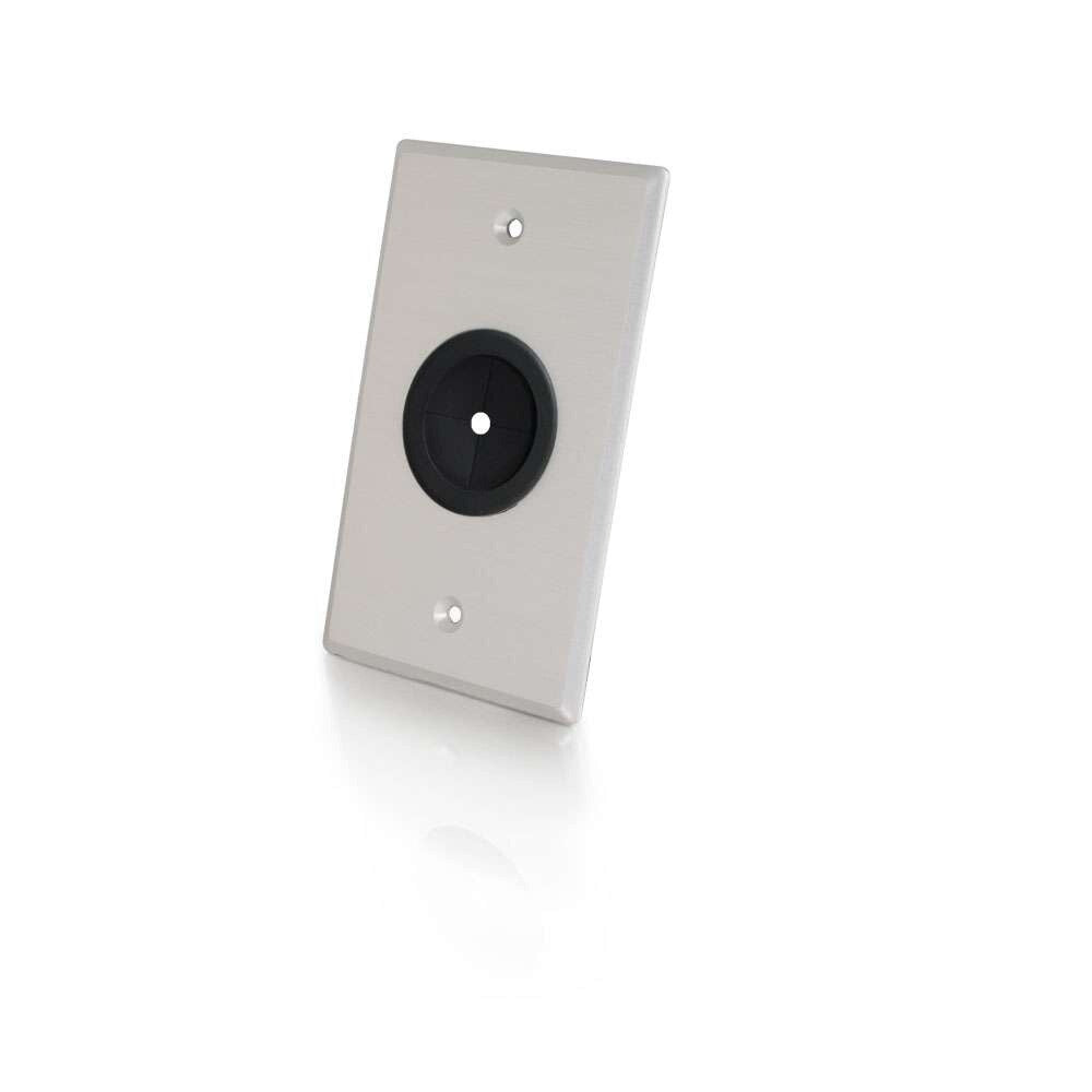 C2G 1in Grommet Cable Pass Through Single Gang Wall Plate - Brushed Aluminum