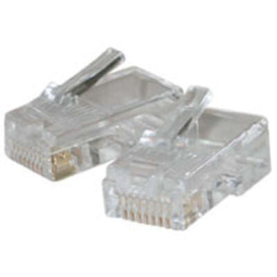 C2G RJ45 Cat5 8x8 Modular Plug for Flat Stranded Cable 10pk wire connector Transparent