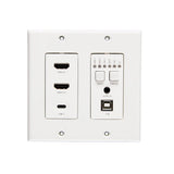 C2G Dual 4K HDMI HDBaseT plus USB-C, 3.5mm, USB-B over Cat Extender Dual Gang Wall Plate Transmitter