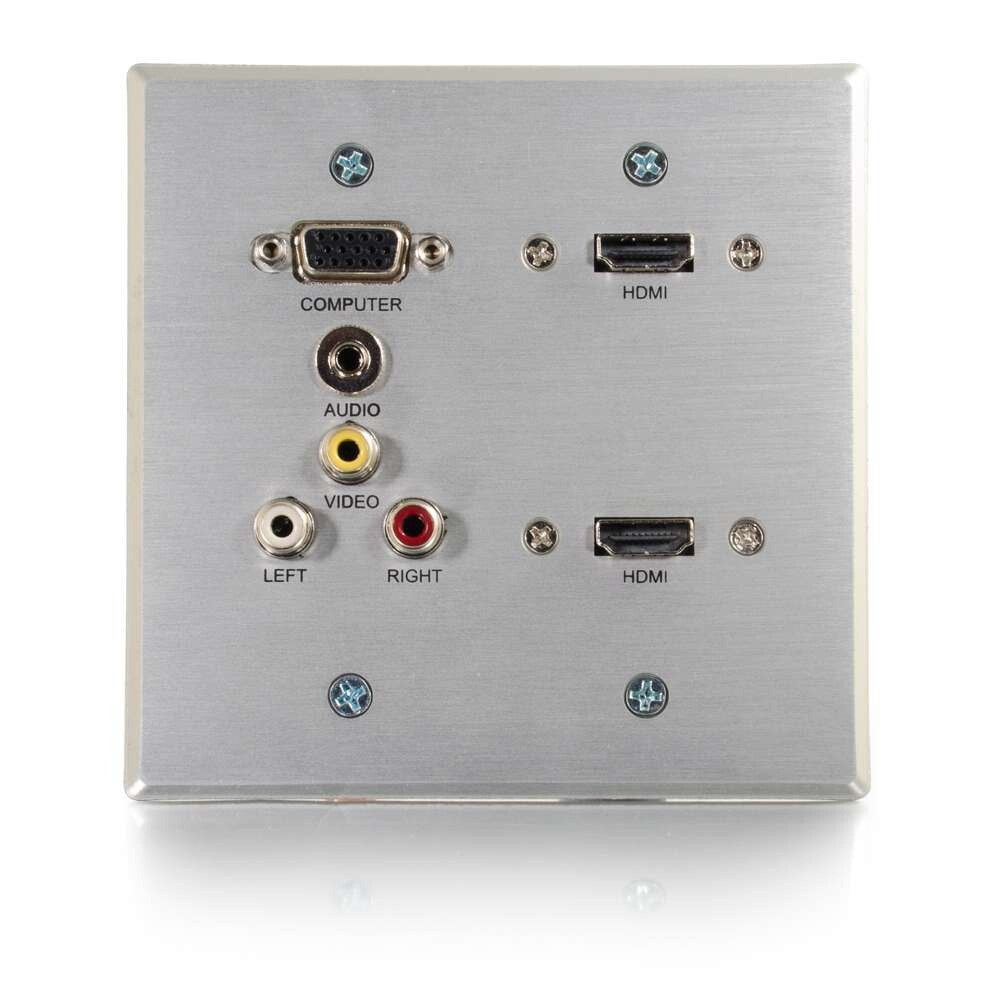 C2G RapidRun VGA, Stereo Audio, Composite Video and RCA Stereo Audio Double Gang Wall Plate - LIMITED AVAILABILITY
