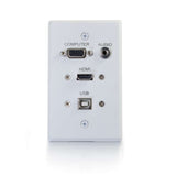 C2G HDMI, VGA, 3.5mm Audio and USB Pass Through Single Gang Wall Plate - White
