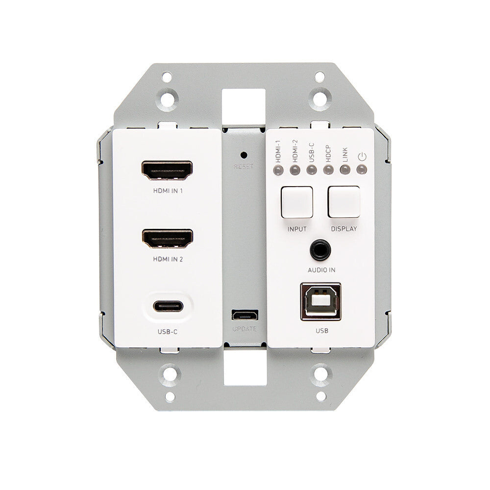 C2G Dual 4K HDMI HDBaseT plus USB-C, 3.5mm, USB-B over Cat Extender Dual Gang Wall Plate Transmitter