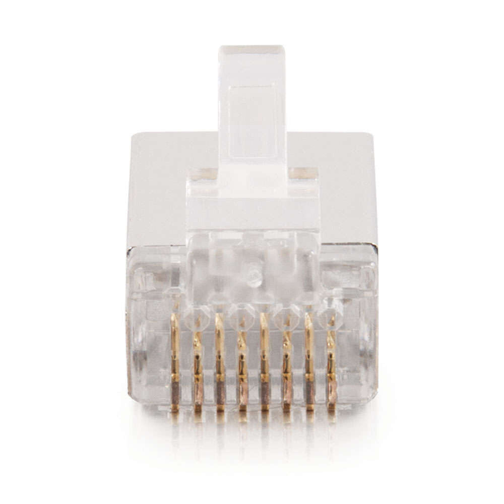 C2G RJ45 Shielded Cat5e Modular Plug (with Load Bar) for Round Solid or Stranded Cable 50 Pack
