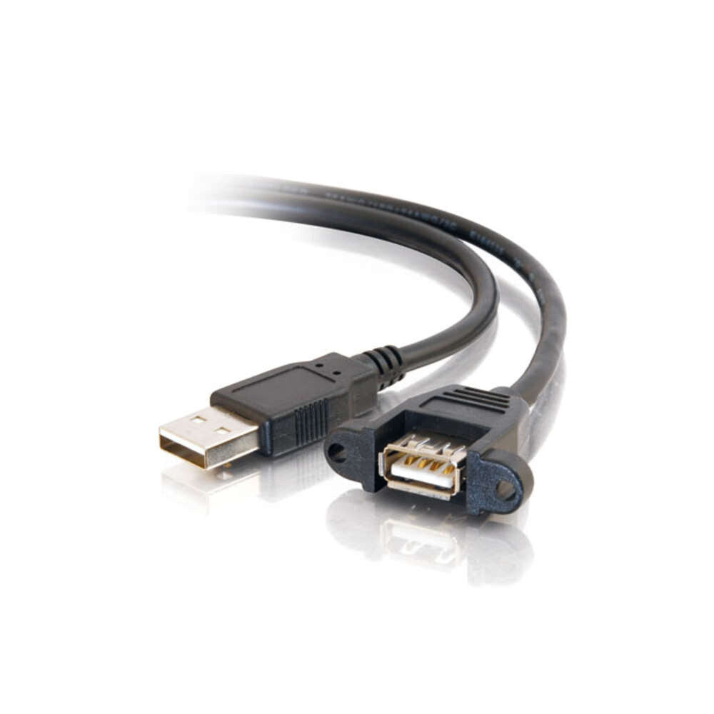 C2G 1ft (0.3m) Panel-Mount USB 2.0 A Male to A Female Cable