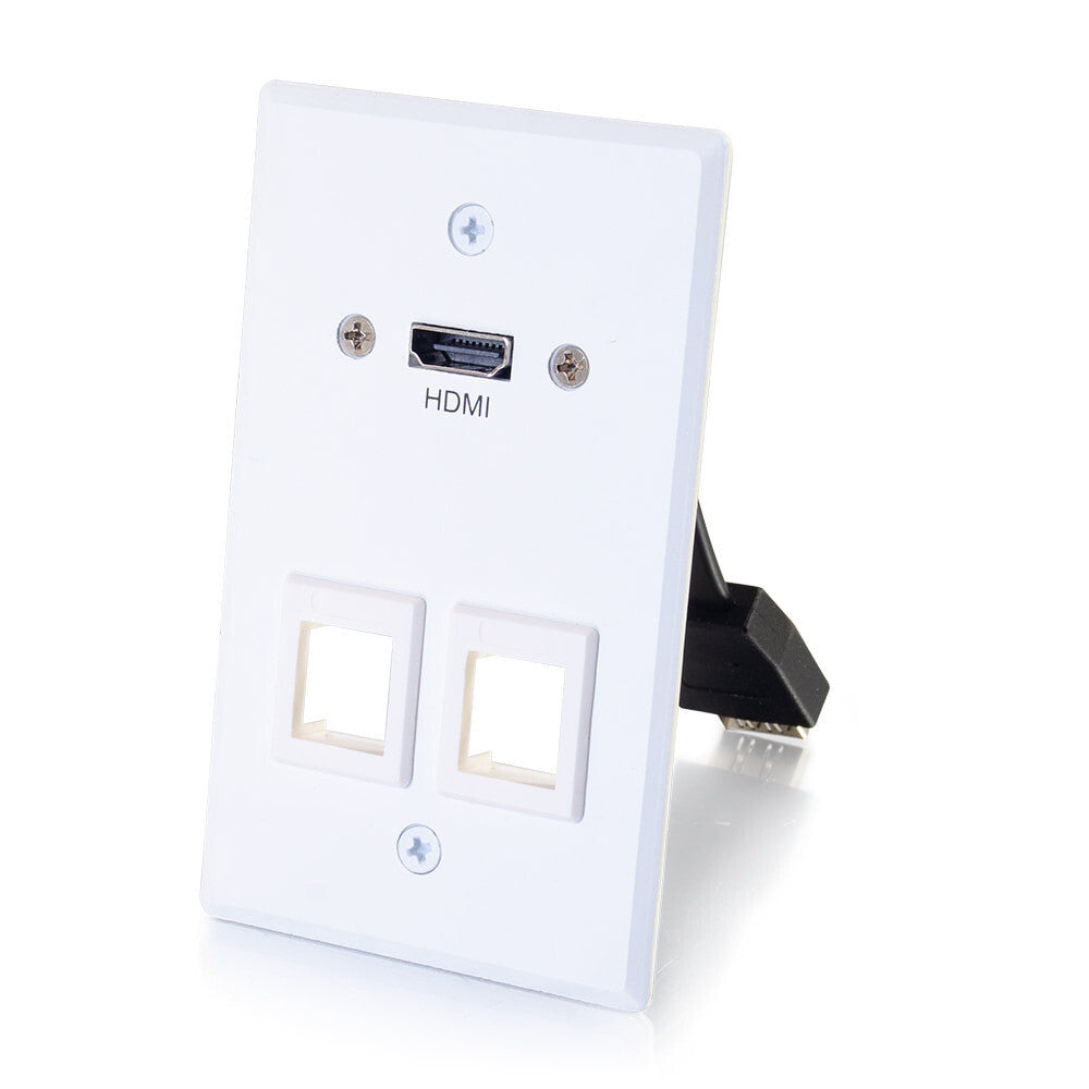 C2G HDMI® Pass Through Single Gang Wall Plate with Two Keystones - White