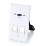 C2G HDMI® Pass Through Single Gang Wall Plate with Two Keystones - White