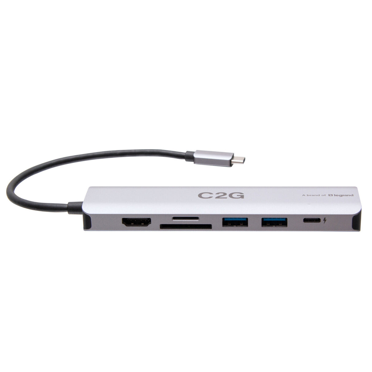 C2G USB-C® to HDMI®, USB-A, SD Card Reader, Ethernet, and USB-C® Mini Docking Station – 4K 60Hz - Gray