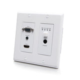 C2G HDMI HDBaseT + VGA, 3.5mm, RS232, and IR over Cat Extender Dual Gang Wall Plate Transmitter - 4K 60Hz
