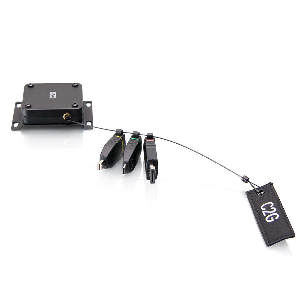 C2G Retractable Universal Mount 4K HDMI® Adapter Ring with Color Coded Mini DisplayPort™, DisplayPort, and USB-C®
