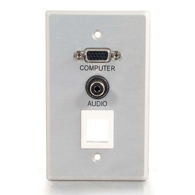 C2G Single Gang HD15 + 3.5mm + (1) Keystone Wall Plate Aluminium
