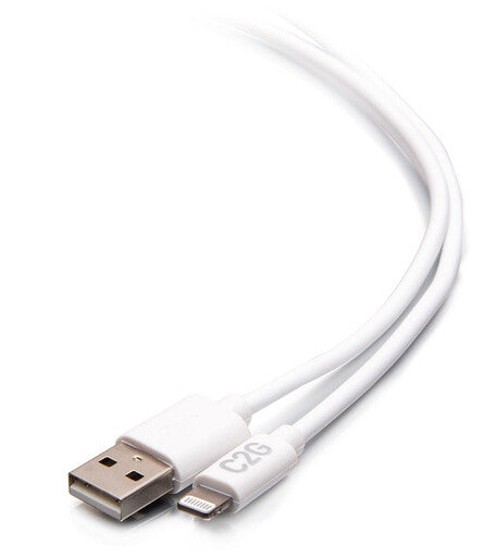 C2G 10ft (3m) USB-A Male to Lightning Male Sync and Charging Cable - White