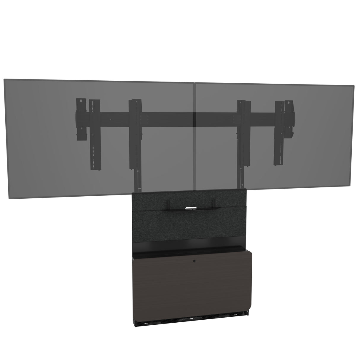 Chief Tempo Floor Support Mount and Frame, Black Powdercoat, Wood Kit Door in Wilsonart® Asian Night HPL, Black Locks with Power for US & Canada