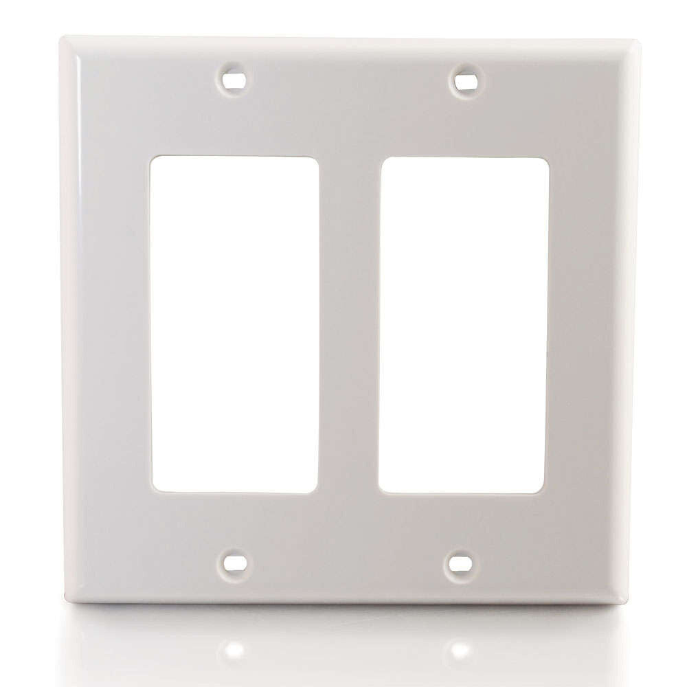 C2G Decorative Two Cutout Double Gang Walls- White