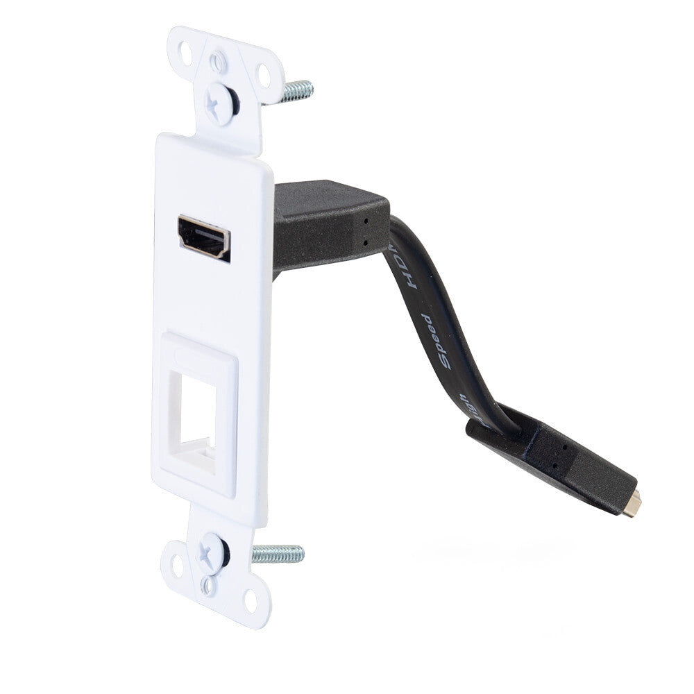 C2G HDMI Pass Through Decorative Wall Plate with One Keystone - White