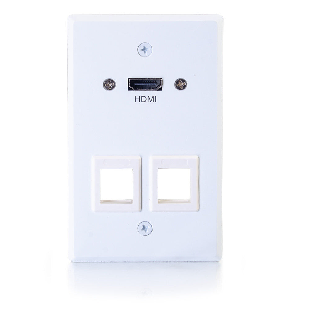 C2G HDMI® Pass Through Single Gang Wall Plate with Two Keystones - White
