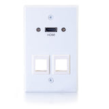C2G HDMI® Pass Through Single Gang Wall Plate with Two Keystones - White