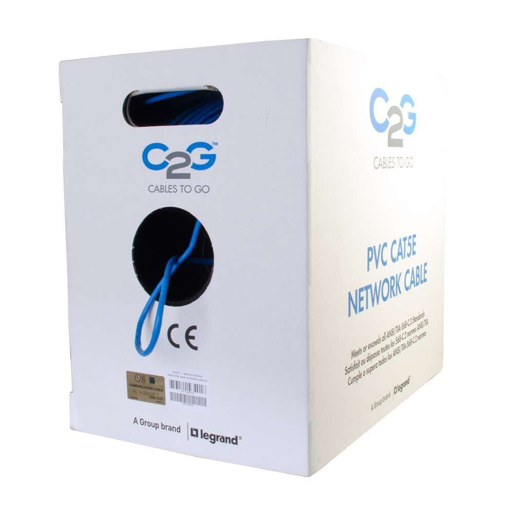 C2G 1000ft (304.8m) Cat5e Bulk Unshielded UTP Ethernet Network Cable with Stranded Conductors - In-Wall CM-Rated - Blue