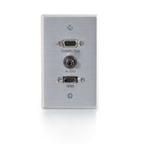 C2G HDMI, VGA and 3.5mm Audio Pass Through Single Gang Wall Plate - Brushed Aluminum