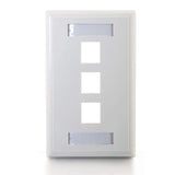 C2G Three Port Keystone Single Gang Wall Plate - White