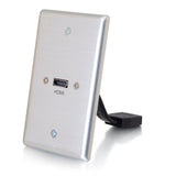 C2G HDMI® Pass Through Single Gang Wall Plate - Brushed Aluminum