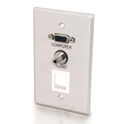 C2G Single Gang HD15 + 3.5mm + (1) Keystone Wall Plate Aluminium