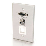 C2G Single Gang HD15 + 3.5mm + (1) Keystone Wall Plate Aluminium