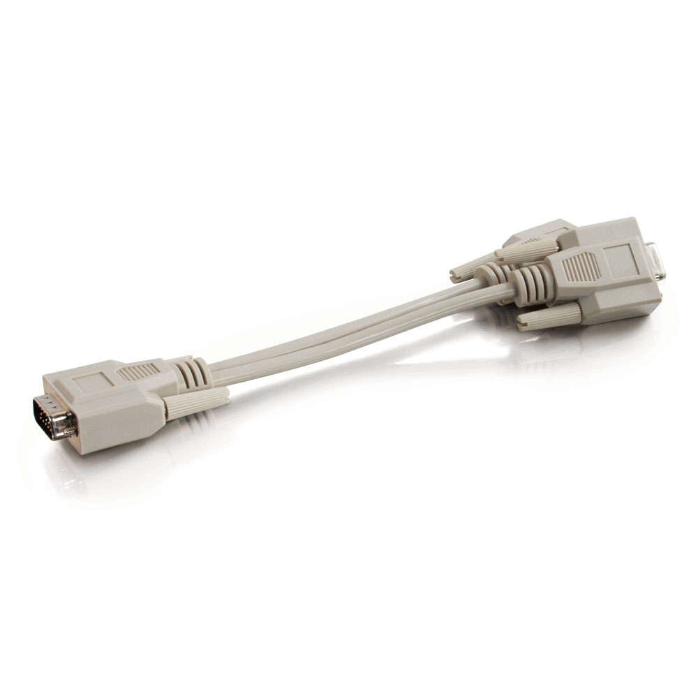 C2G 8in One HD15 VGA Male to Two HD15 VGA Female Y-Cable