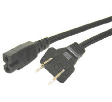 C2G Polarized 2-slot Power Cord, Black 6ft 1.83 m