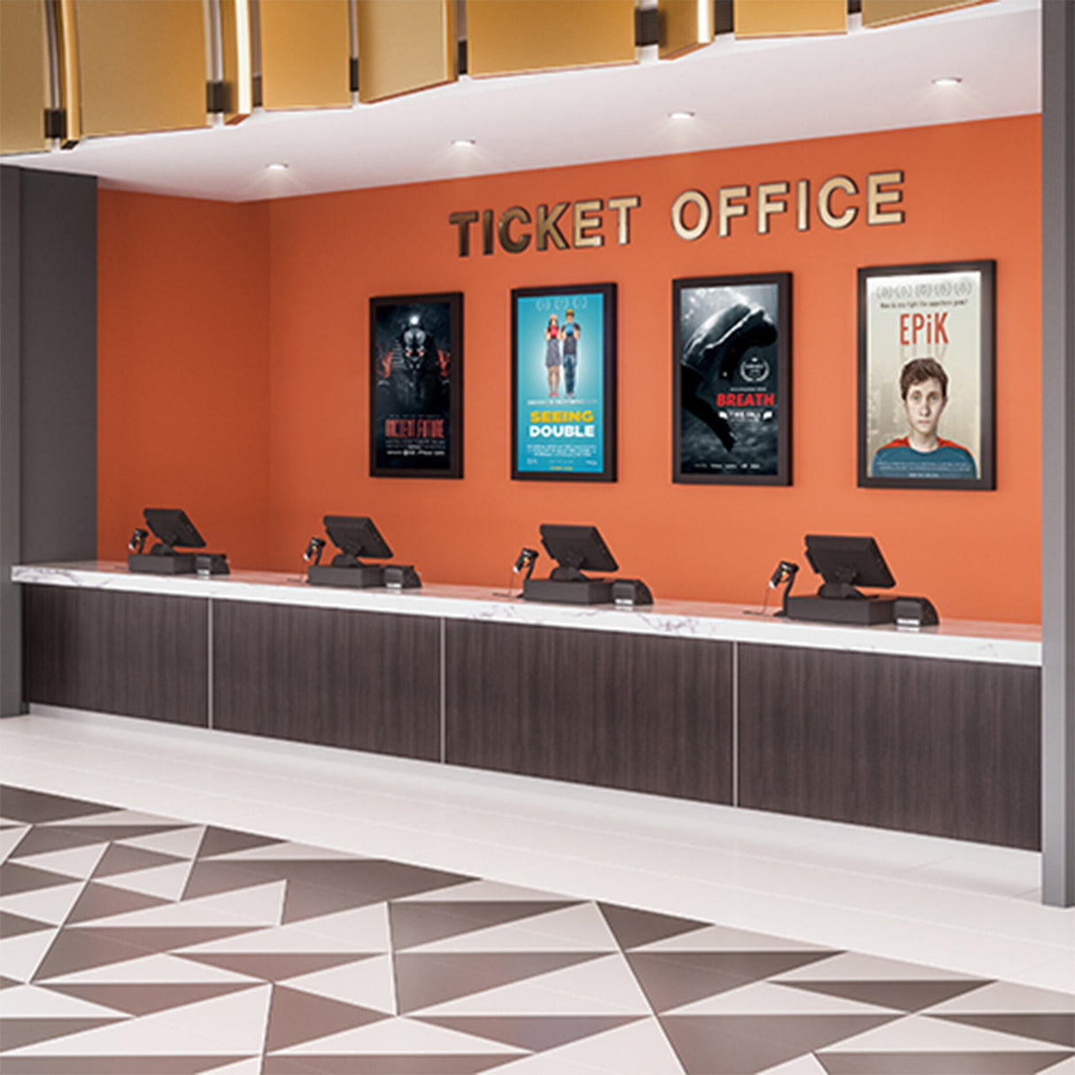 Chief ImpactTM On-Wall Kiosk with Protective Glass - Portrait 65 Inch Black