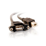 C2G 2ft (0.6m) Panel-Mount USB 2.0 A Female to B Male Cable