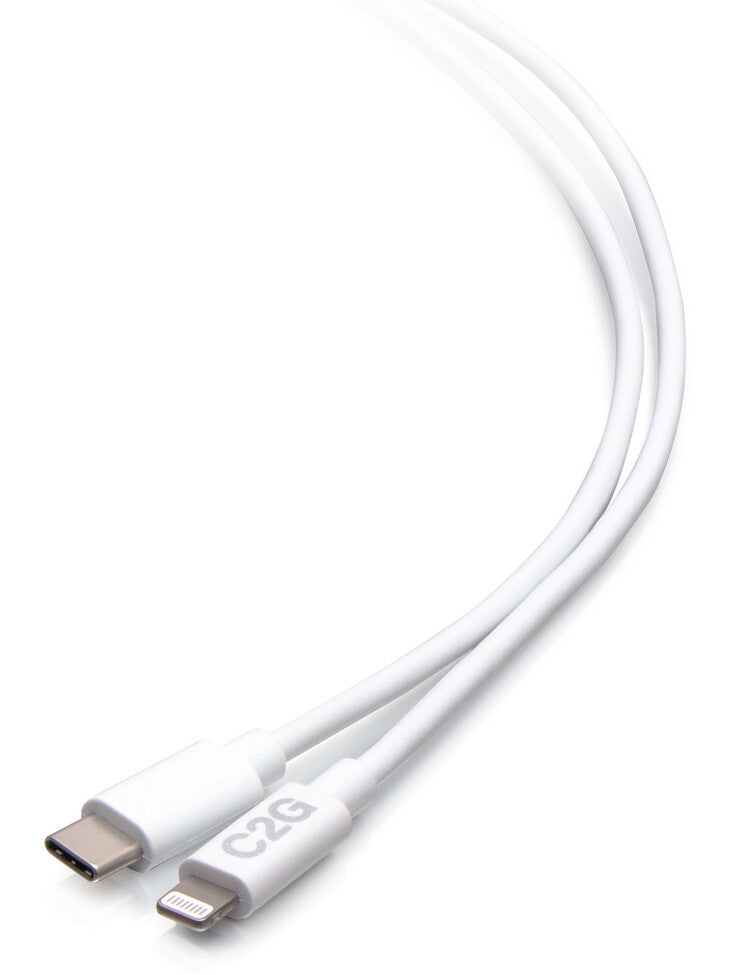 C2G 3ft (0.9m) USB-C® Male to Lightning Male Sync and Charging Cable - White
