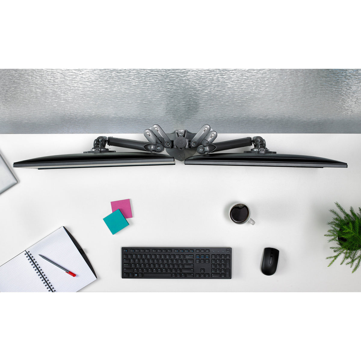 Chief KX Low-Profile Dual Monitor Arm, Column Desk Mount, Black