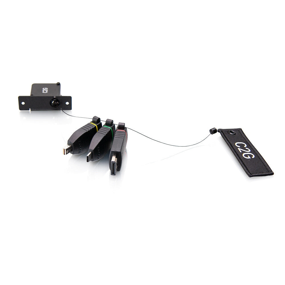 C2G Retractable Table Box Mount 4K HDMI® Adapter Ring with Color Coded Mini DisplayPort™, DisplayPort, and USB-C®