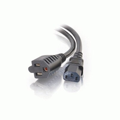 C2G 3ft 1-to-2 16 AWG Power Cord Splitter (NEMA 5-15P -> 1 NEMA 5-15R / 1 IEC320C13) Black 0.9 m