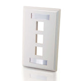 C2G Three Port Keystone Single Gang Wall Plate - White