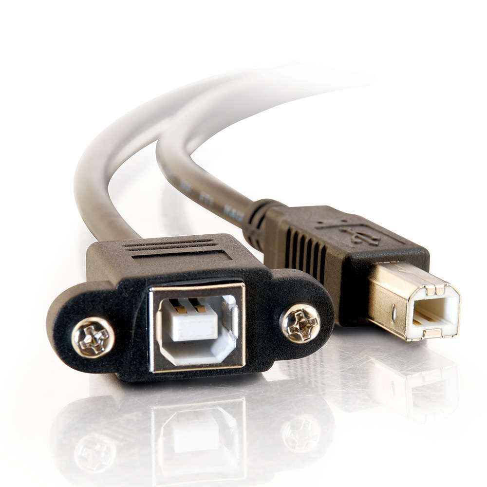 C2G 2ft (0.6m) Panel-Mount USB 2.0 B Female to B Male Cable