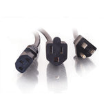 C2G 3ft (0.9m) 16 AWG 1-to-2 Power Cord Splitter (NEMA 5-15P to 1 NEMA 5-15R + 1 IEC320C13) - LIMITED AVAILABILITY
