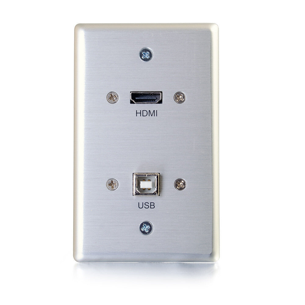 C2G HDMI® and USB Pass Through Single Gang Wall Plate - Brushed Aluminum